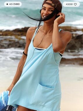 Free People hot shot mini dress in Bright blue